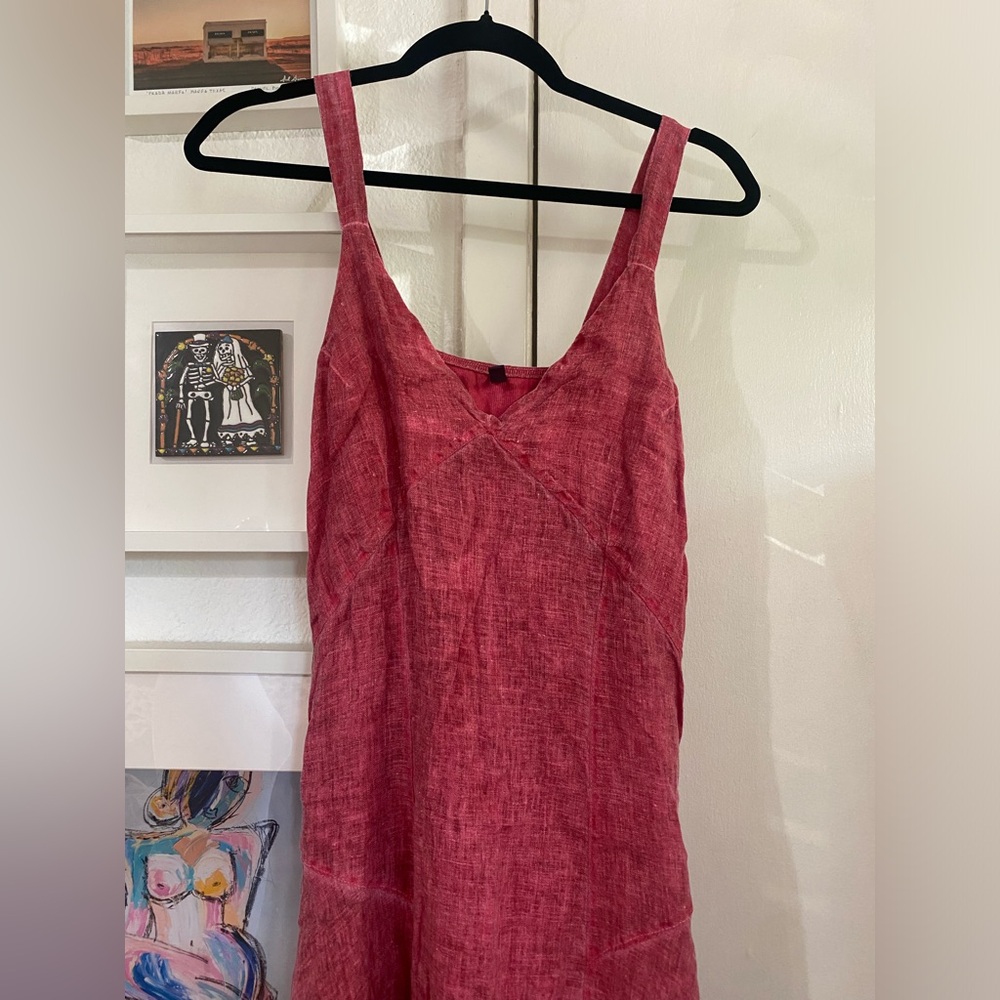 Inizio Linen Cotton Sleeveless V-Neck Summer Beach Midi Sundress Size L - Picture 2 of 5